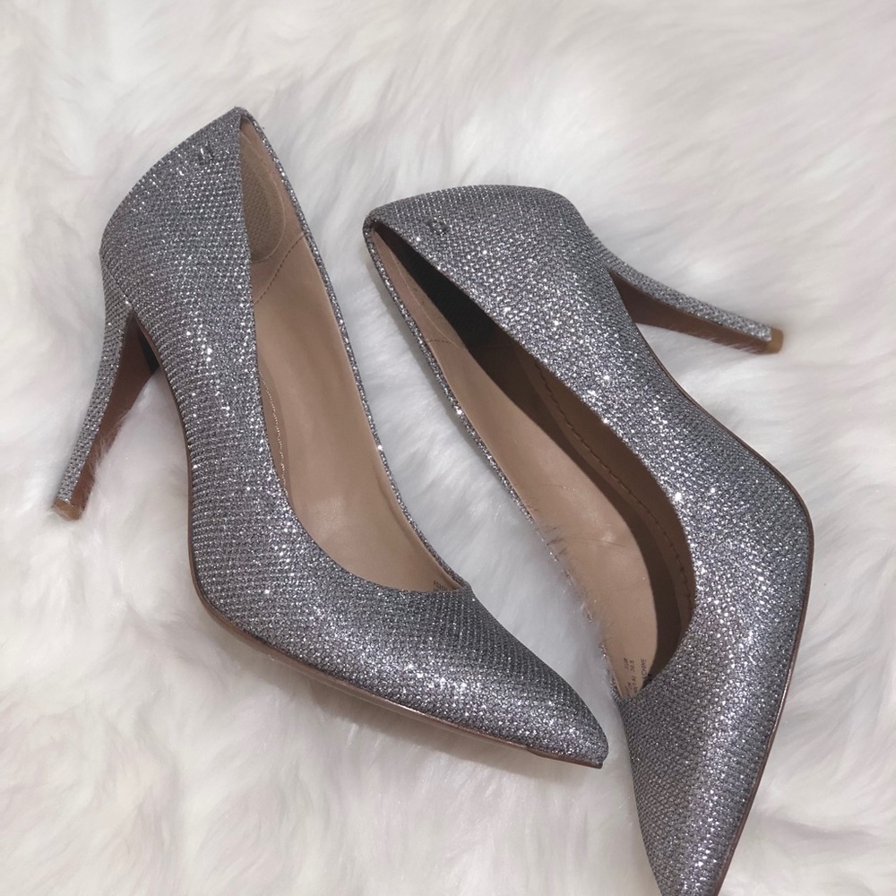 Coach Silver Sparkle Heels - Size 6